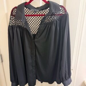MYNT 1792 Black Blouse with Mesh Accents